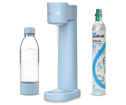 Saturator do wody i akcesoria Dafi PUSHAIR SATURATOR Z NABOJEM CO2 + BUTELKA 0,7  - LAZUROWY